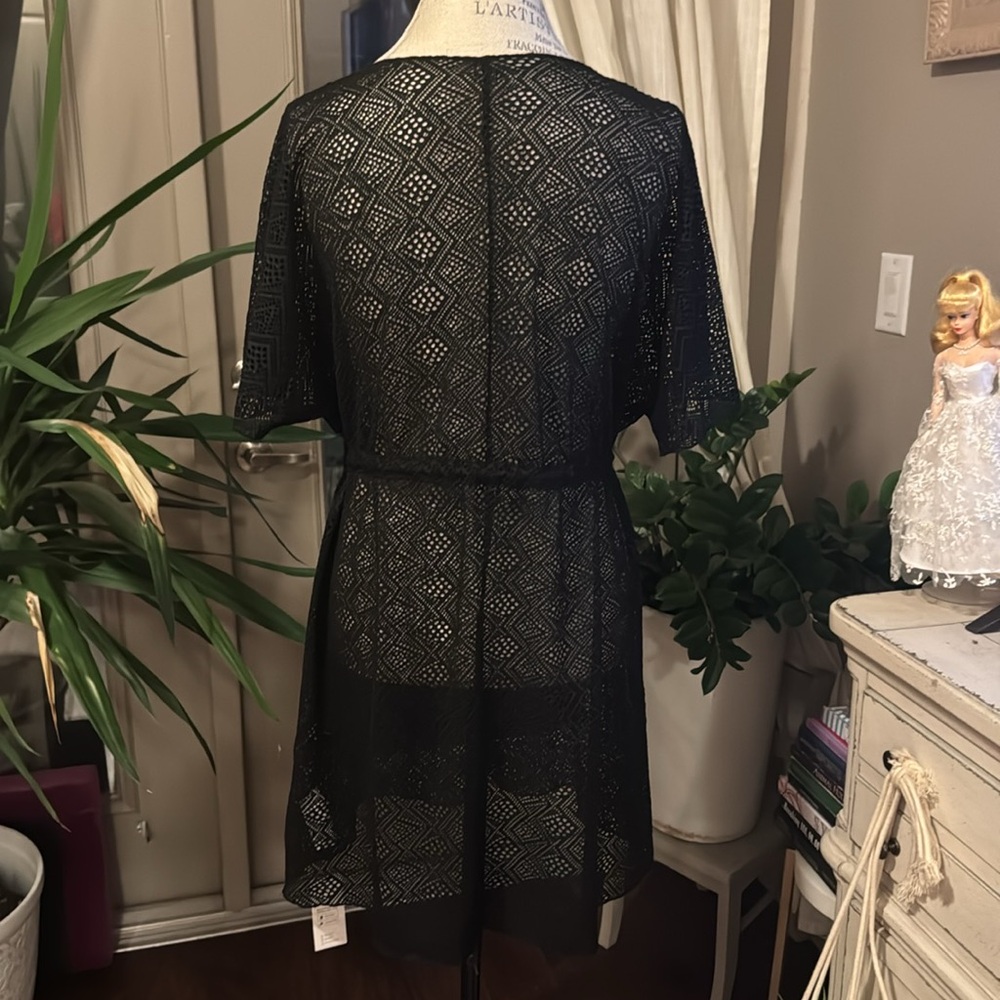 CUPSHE beachwear black sheer coverup swim beach vacation dress tie waist Small - Picture 4 of 12